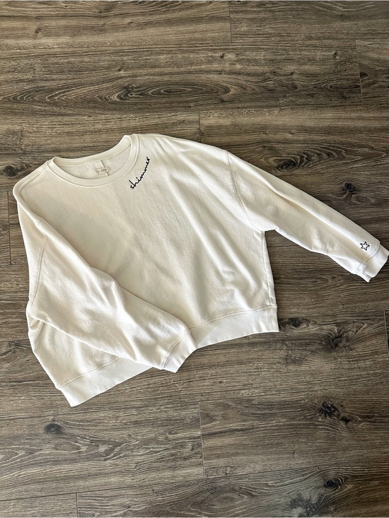Pilcro Tops - Pilcro White Crewneck Sweatshirt with Subtle Script Accent